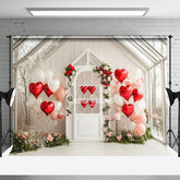 Aperturee - Aperturee White House Red Pink Balloon Floral Romantic Backdrop